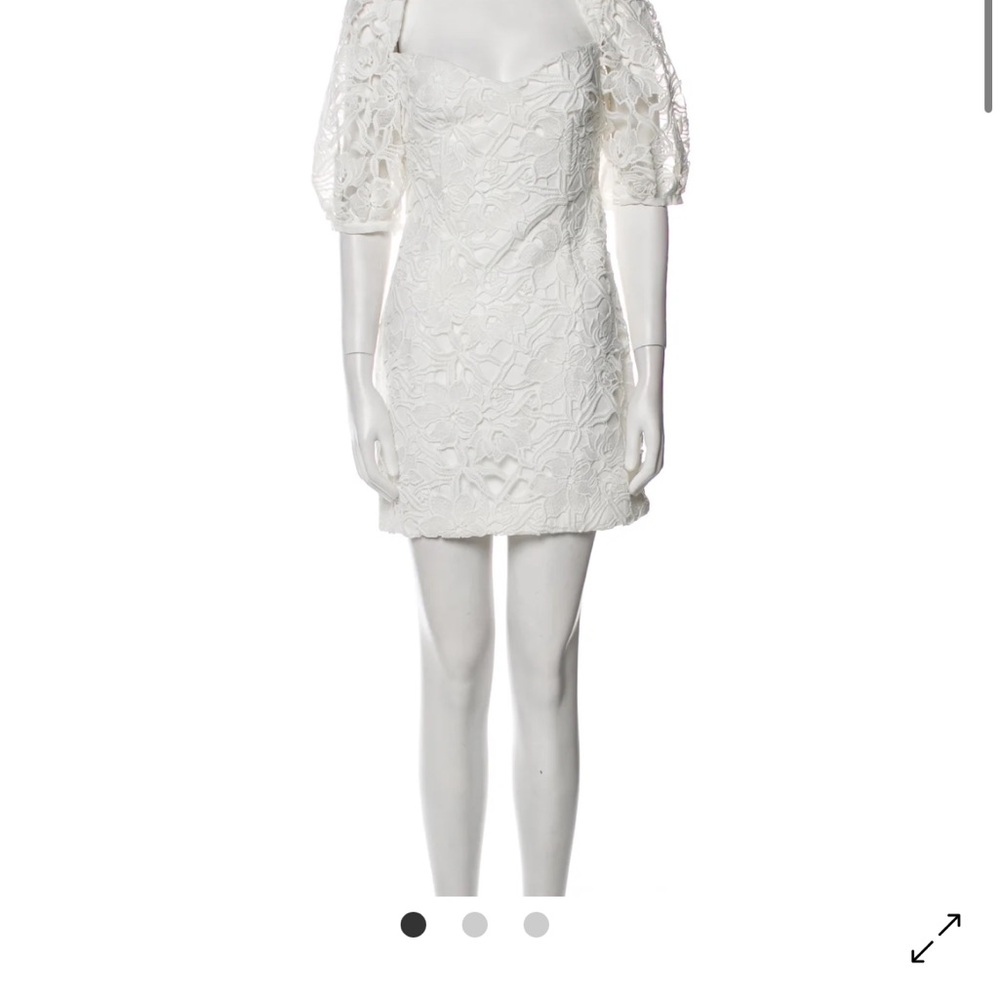 White Sheath Mini Dress with Sweetheart Neckline and Puff Sleeves